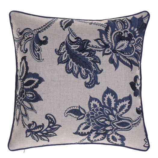 Embroidered French Country Throw Pillow-20"-Feather down insert - Image 0