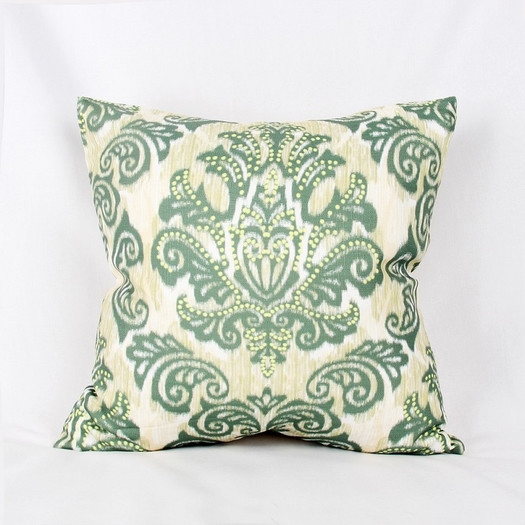 Emerald Damask Throw Pillow-18"-Polyester/Polyfill - Image 0