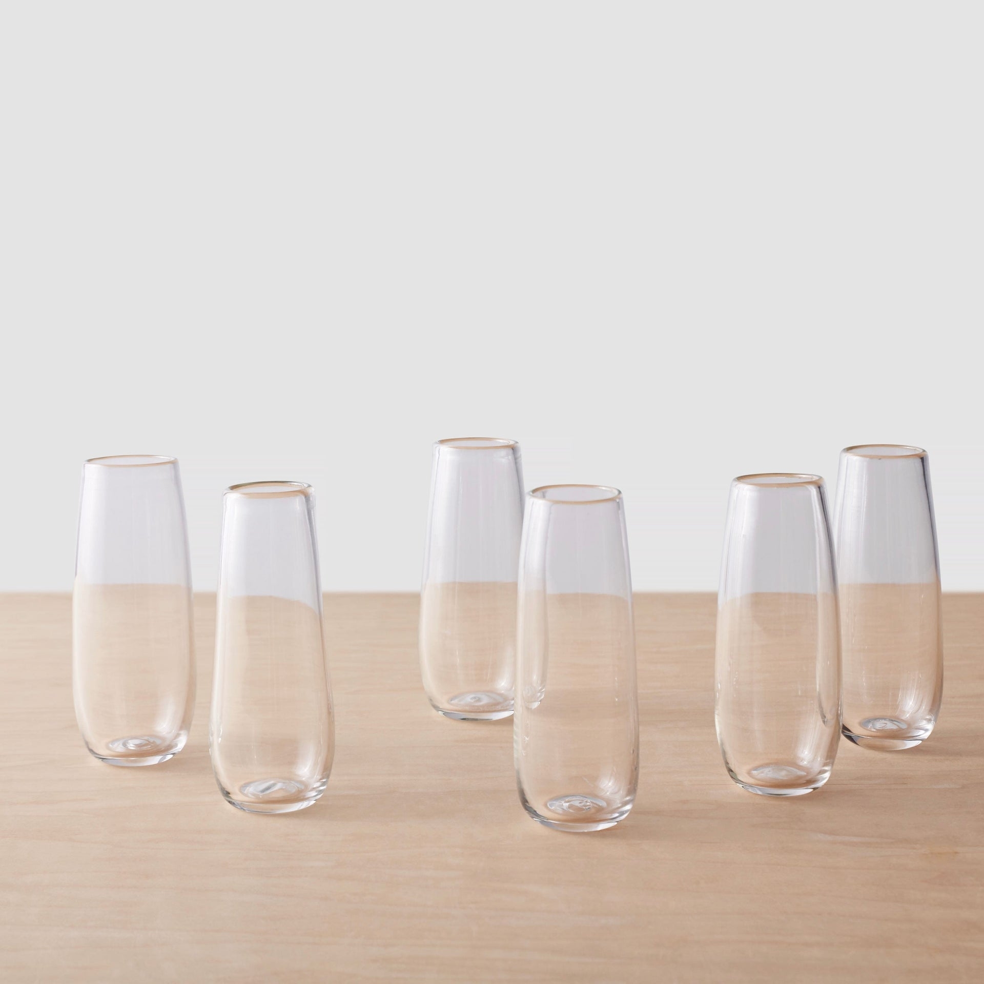 The Citizenry Apasco Recycled Stemless Flute Glasses 13.5 oz Set of 6 | Clear - Image 0