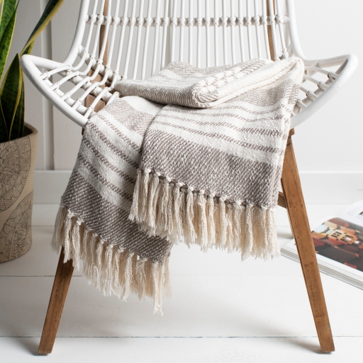 Cabin Stripe Throw Blanket, Taupe - Image 4