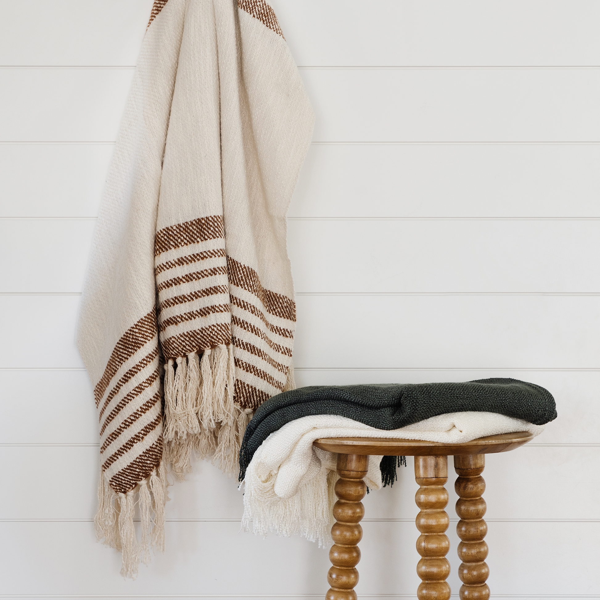 Cabin Stripe Throw Blanket, Brown - Image 3