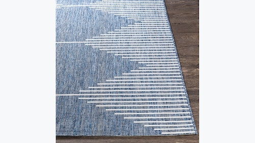 Stacked Outdoor Rug, Denim Stacked, 7'10" x 10'2" - Image 1