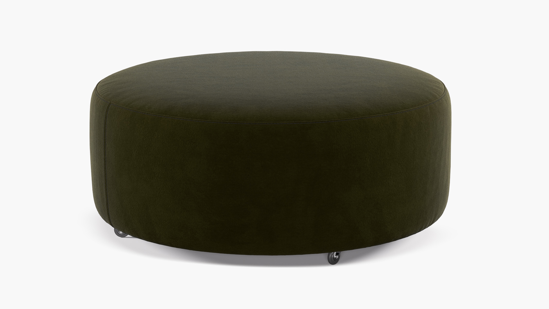 Round Cocktail Ottoman, Balsam Luxe Velvet - Image 0