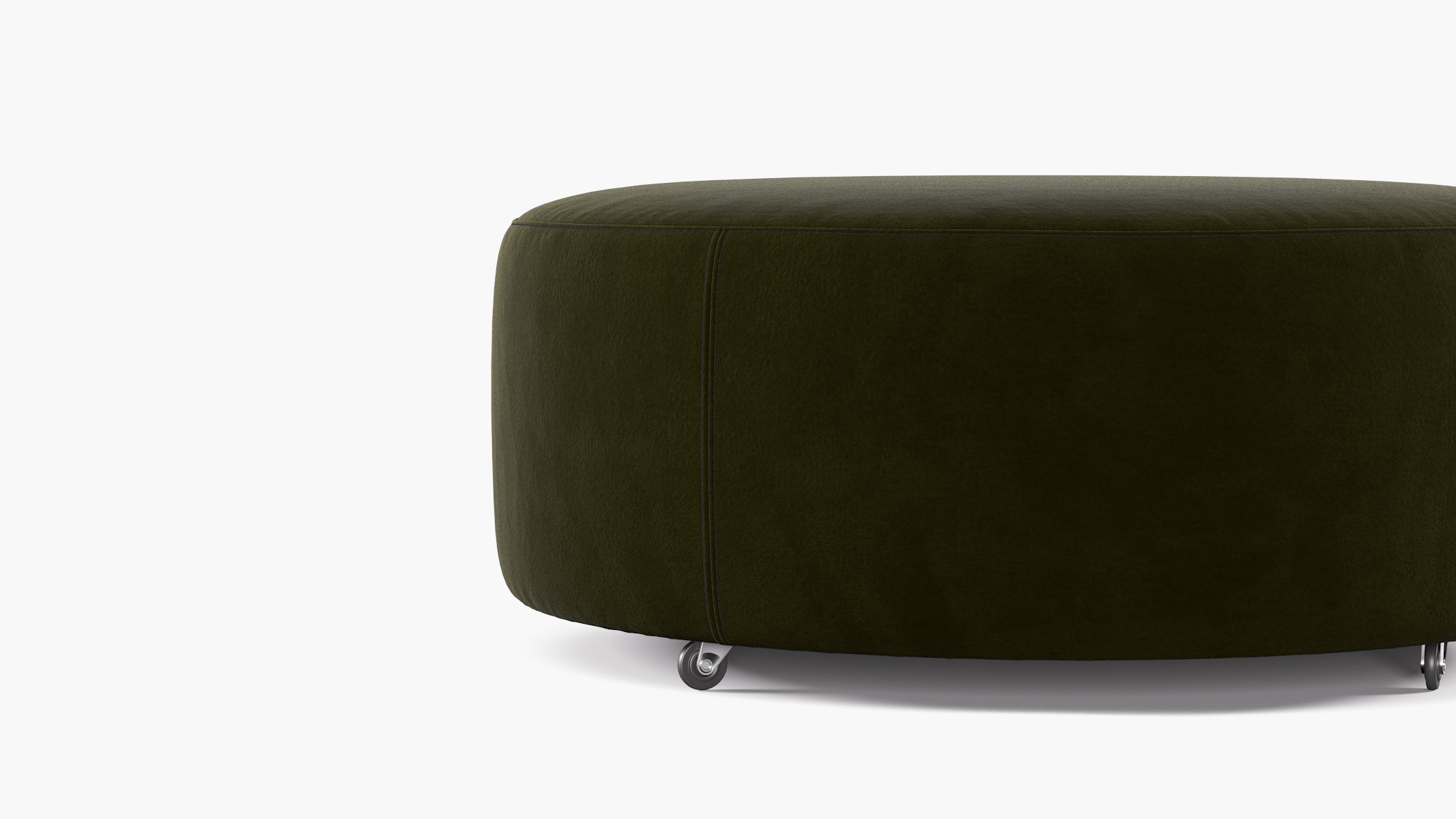 Round Cocktail Ottoman, Balsam Luxe Velvet - Image 1