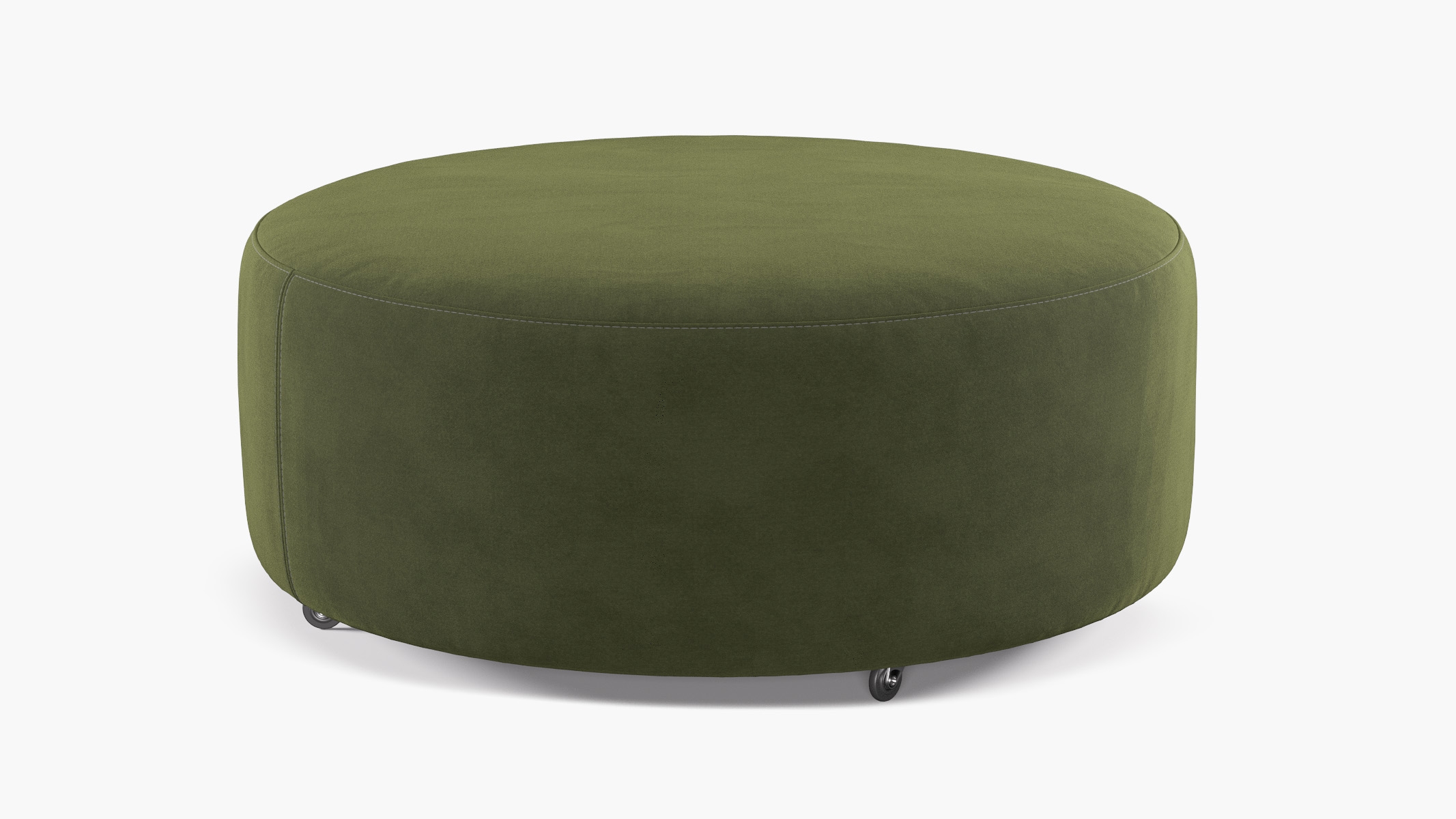 Round Cocktail Ottoman, Zucchini Luxe Velvet - Image 0