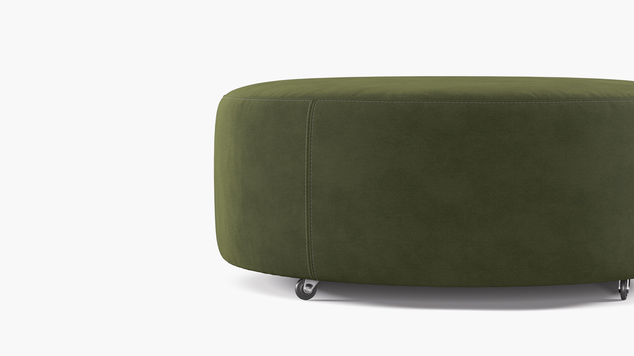 Round Cocktail Ottoman, Zucchini Luxe Velvet - Image 1