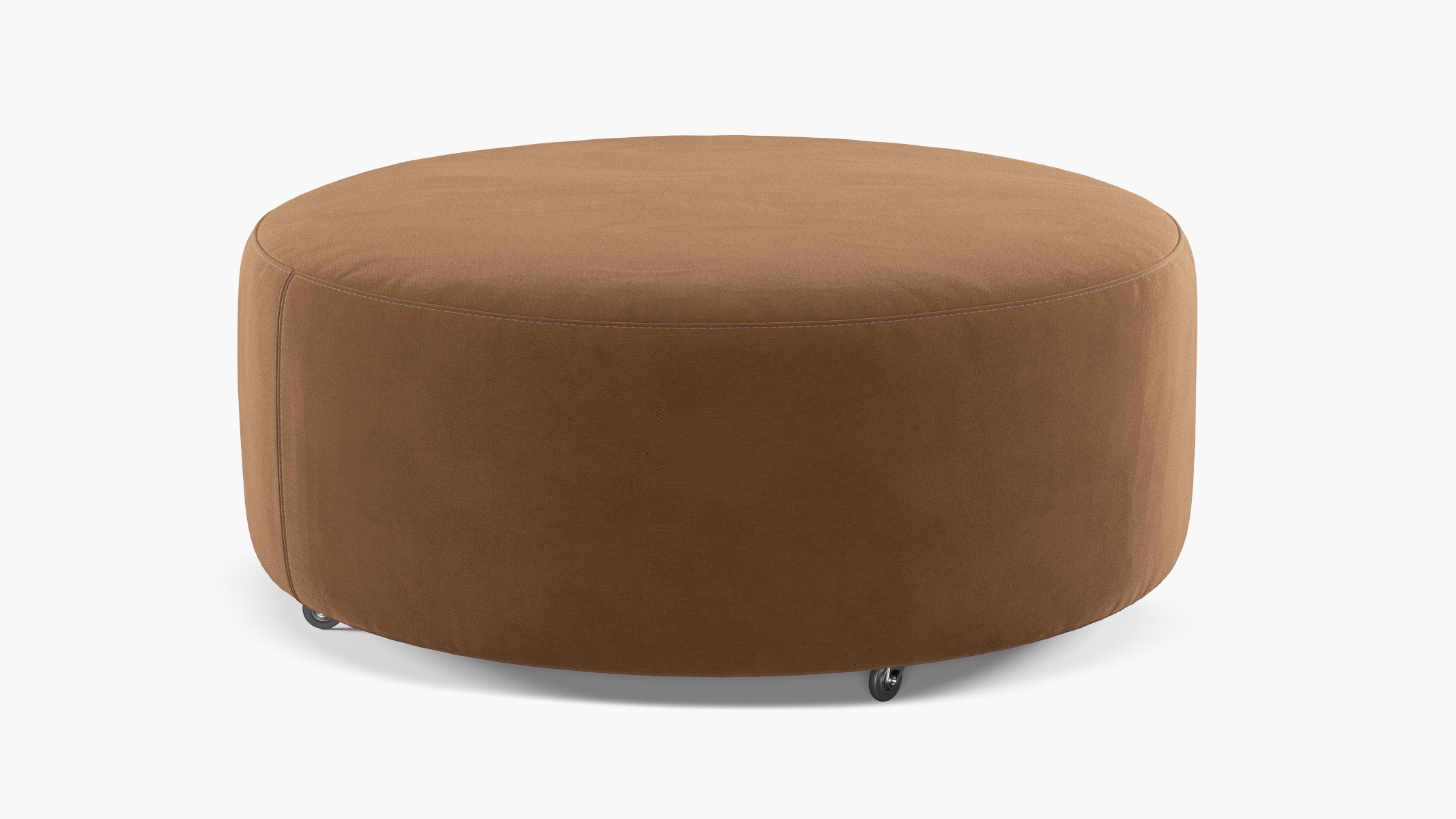 Round Cocktail Ottoman, Nutmeg Luxe Velvet - Image 0