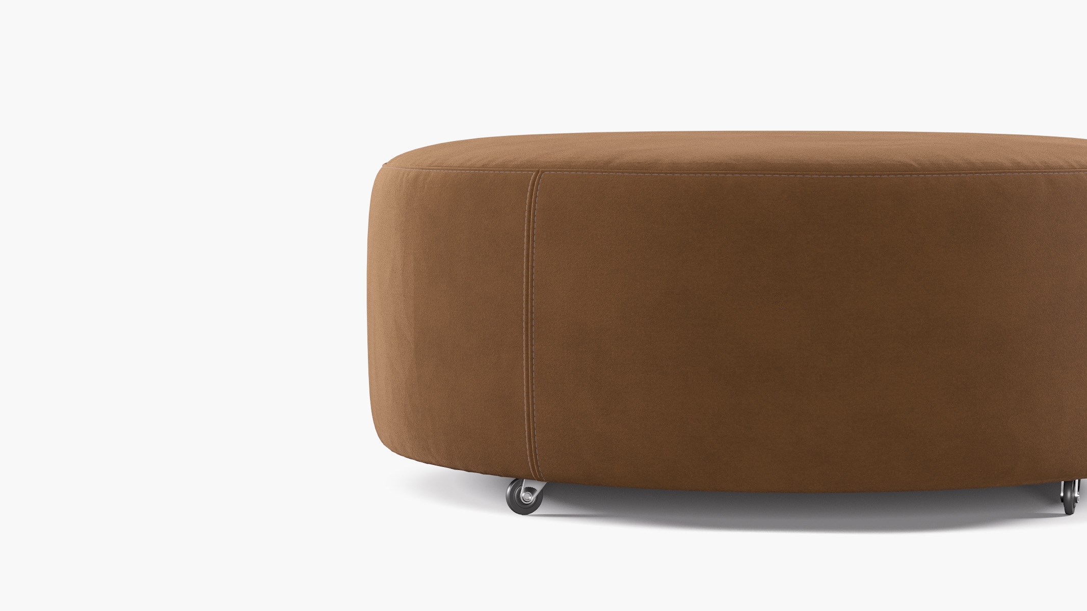 Round Cocktail Ottoman, Nutmeg Luxe Velvet - Image 1