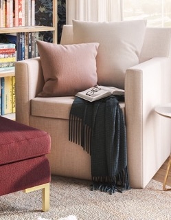 Fringe Throw Blanket, Navy - Image 1