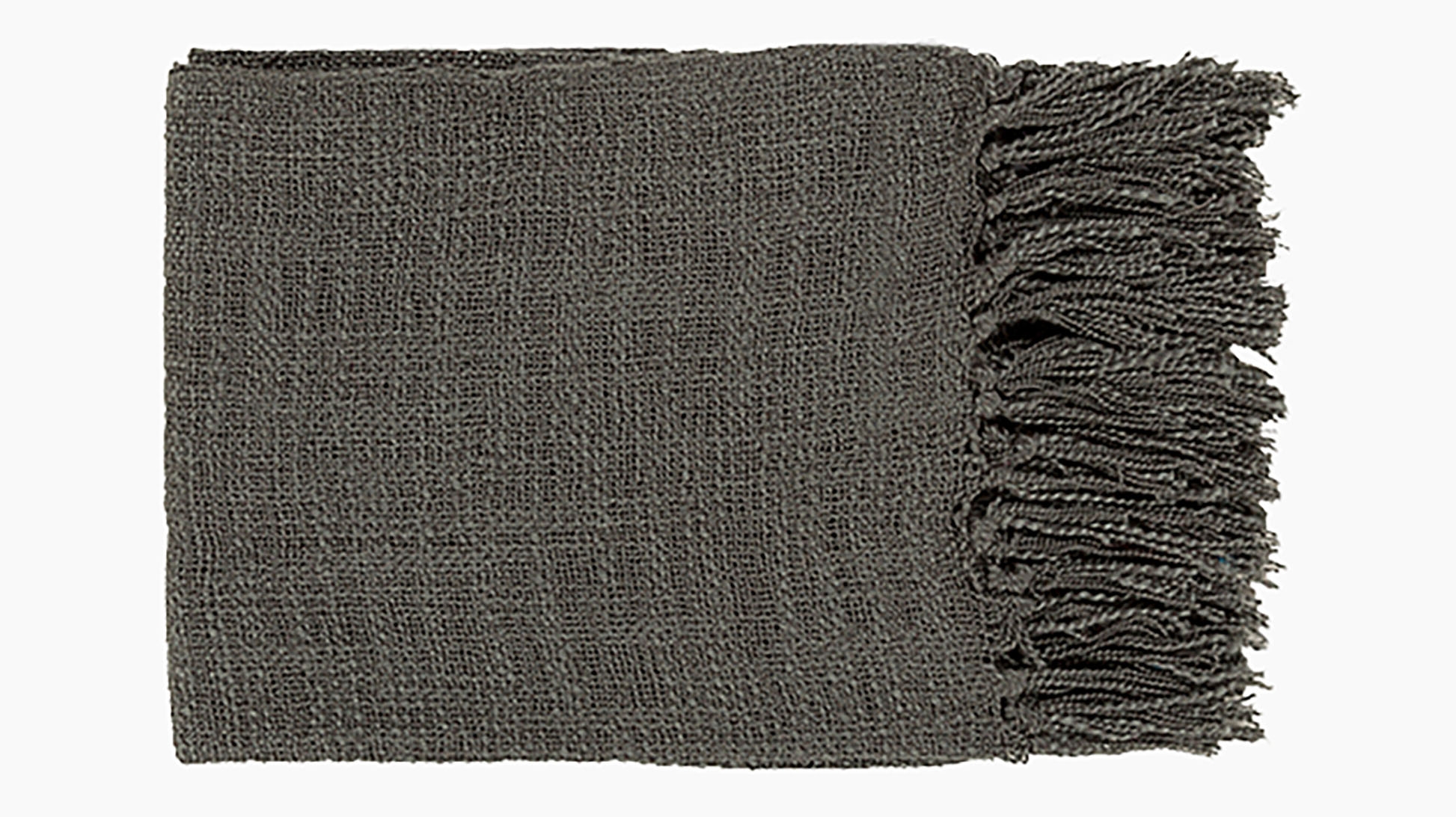 Fringe Throw Blanket, Charcoal - Image 0