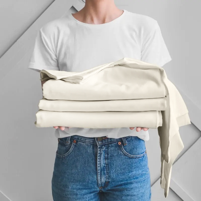 Egyptian Cotton Sheet Set By DreamFit | Queen | Ivory - Image 0