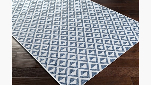 Deco Diamonds Outdoor Rug | 5'3 x 7'7 | Blue Deco Diamonds - Image 4