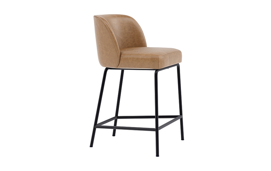 Graham Leather Metal Framed Upholstered Counter Stool - Image 4