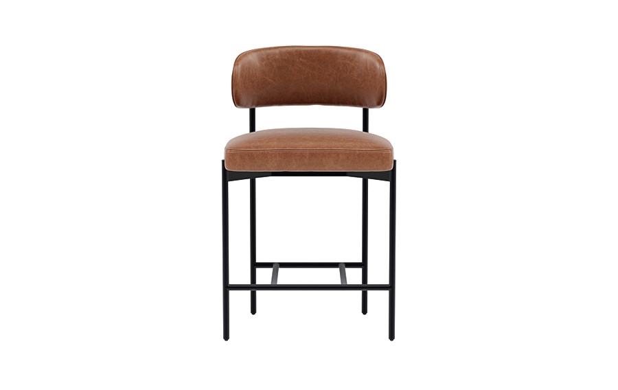 Hollis Leather Metal Framed Upholstered Counter Stool - Image 0