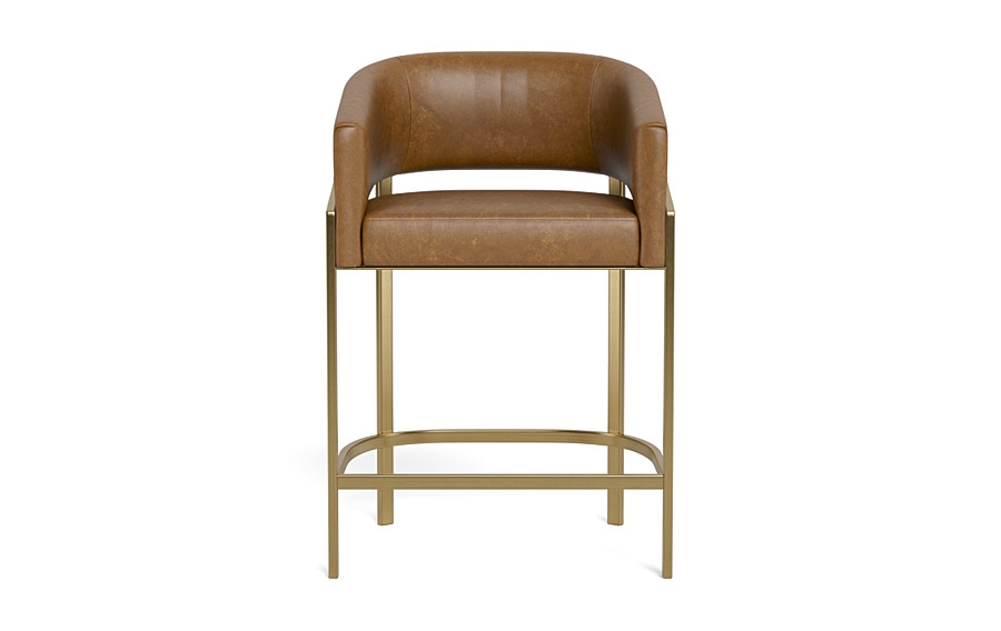 Mina Leather Metal Framed Upholstered Stool - Image 0