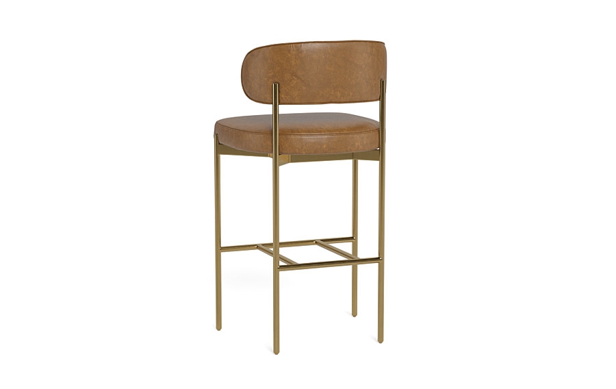 Hollis Leather Metal Framed Upholstered Bar Stool - Image 2