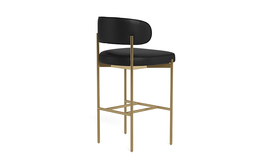 Hollis Leather Metal Framed Upholstered Bar Stool - Image 1