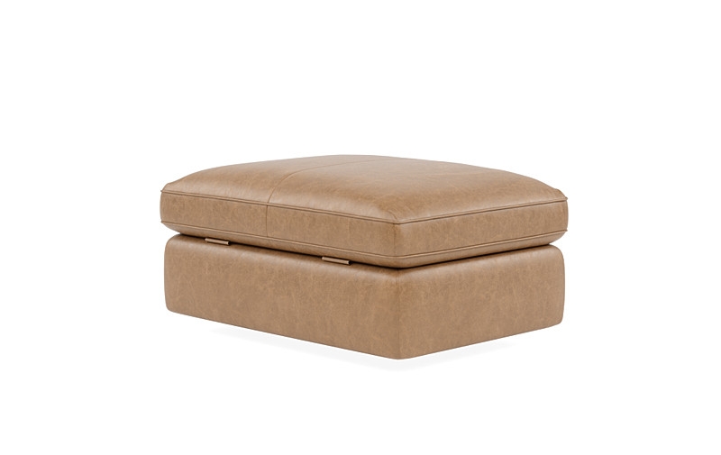 James Leather Rectangle Ottoman with Storage Option - Image 4