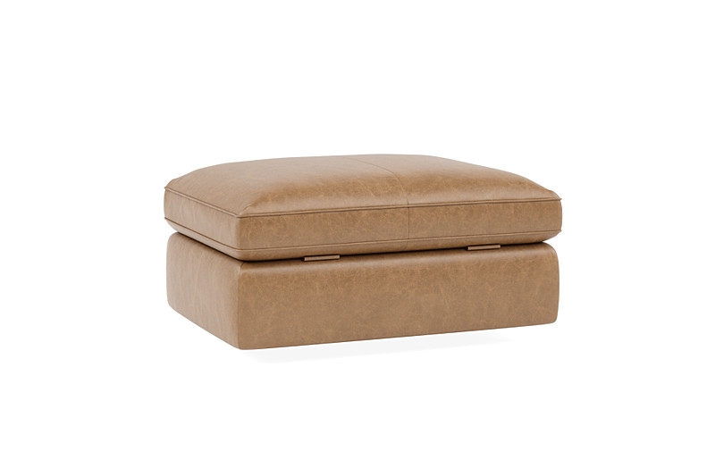 James Leather Rectangle Ottoman with Storage Option - Image 3