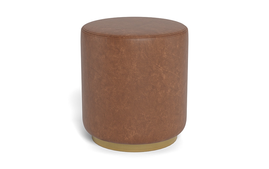 Fae Leather Small Round Ottoman - Image 0