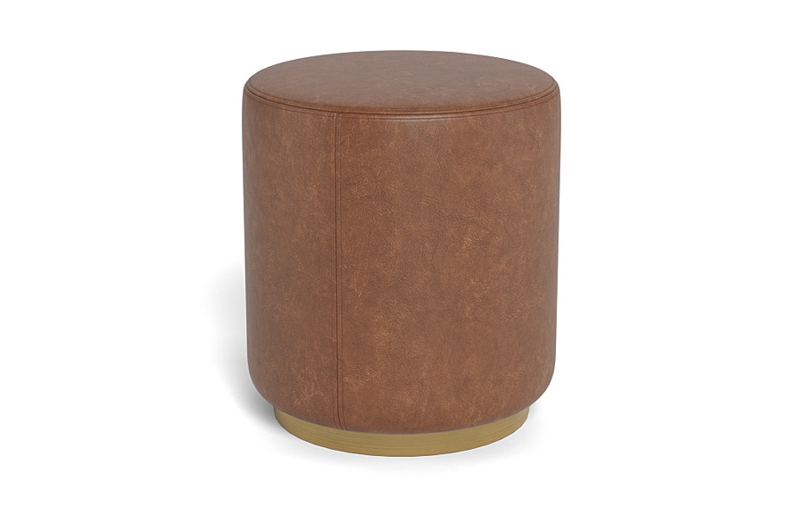 Fae Leather Small Round Ottoman - Image 1