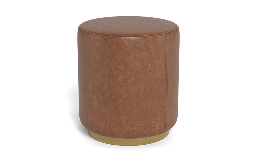 Fae Leather Small Round Ottoman - Image 4