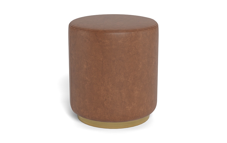 Fae Leather Small Round Ottoman - Image 2