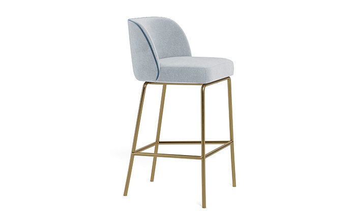 Graham Metal Framed Upholstered Bar Stool with Contrast Piping - Image 4