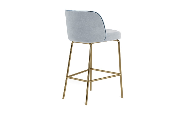 Graham Metal Framed Upholstered Bar Stool with Contrast Piping - Image 3