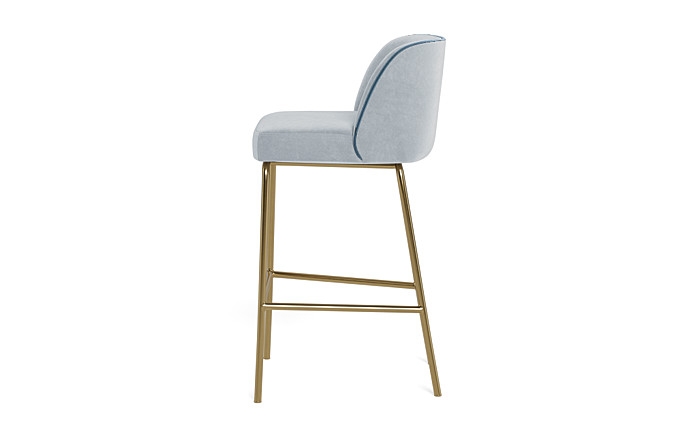 Graham Metal Framed Upholstered Bar Stool with Contrast Piping - Image 2