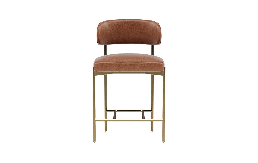 Hollis Leather Metal Framed Upholstered Counter Stool - Image 0