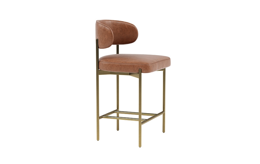 Hollis Leather Metal Framed Upholstered Counter Stool - Image 3