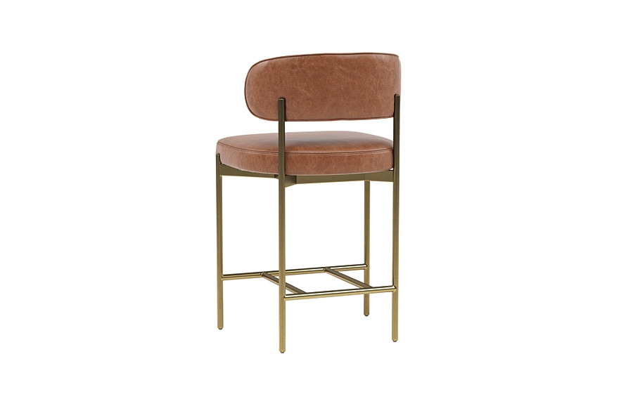 Hollis Leather Metal Framed Upholstered Counter Stool - Image 4