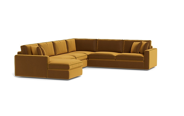 James 4-Piece 5-Seat Corner Chaise Sectional Left with Contrast Piping - Image 1