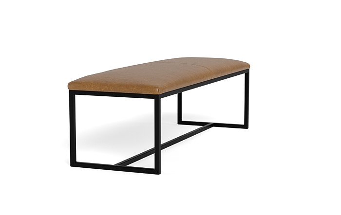 Fritz Leather Metal Framed Upholstered Bench - Image 1