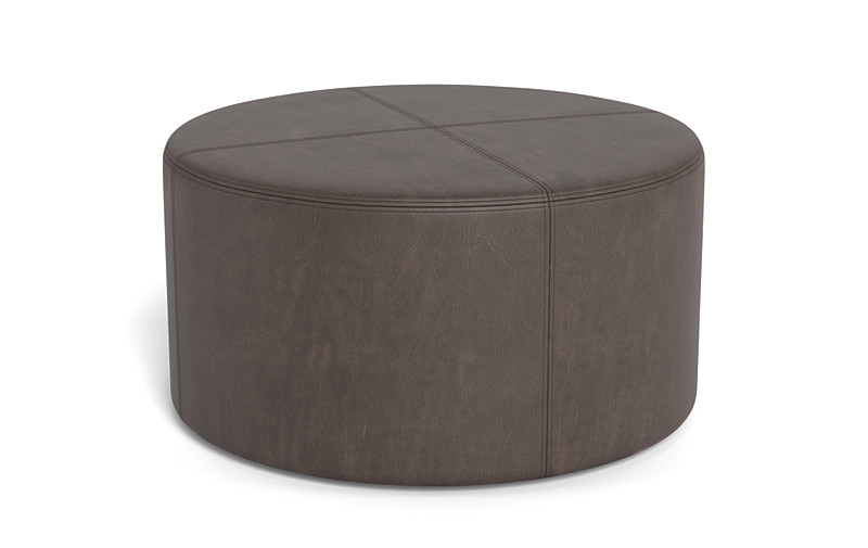 Colten Leather Round Coffee Table Ottoman - Image 3