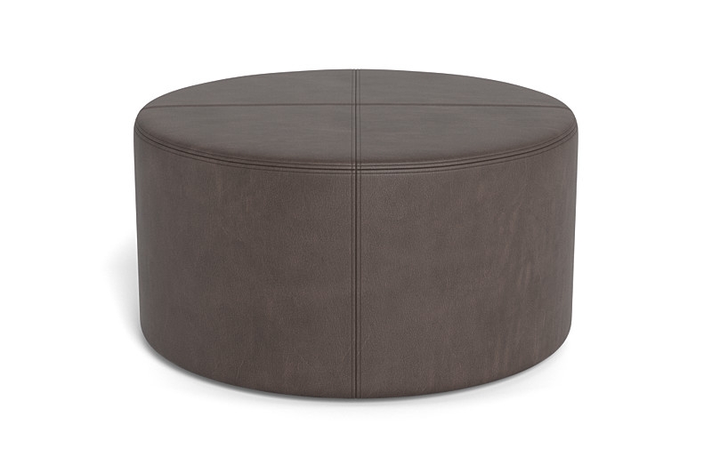 Colten Leather Round Coffee Table Ottoman - Image 1