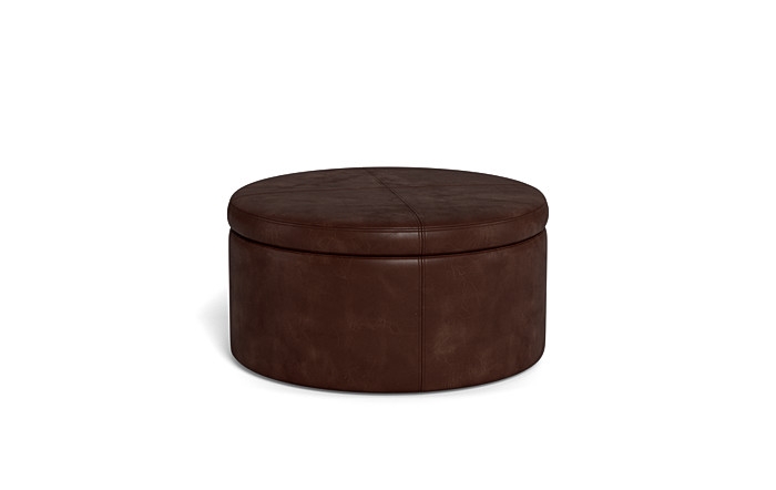 Colten Leather Round Storage Coffee Table Ottoman - Image 2