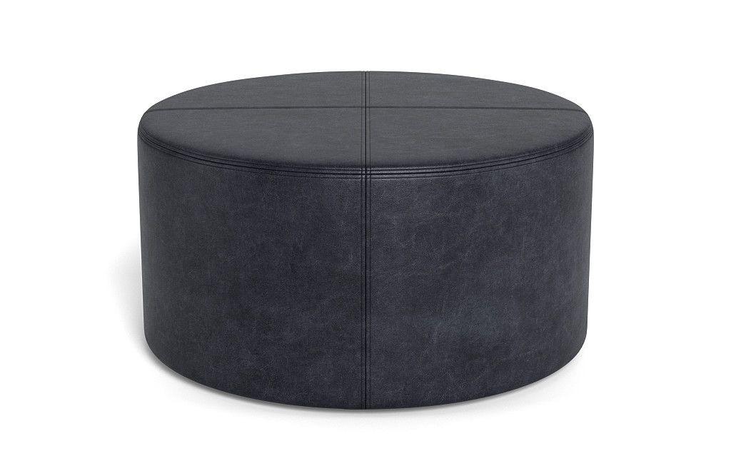 Colten Leather Round Coffee Table Ottoman - Image 0