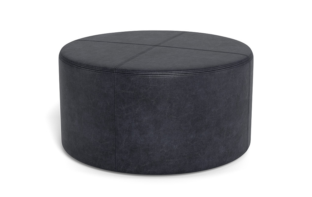 Colten Leather Round Coffee Table Ottoman - Image 2