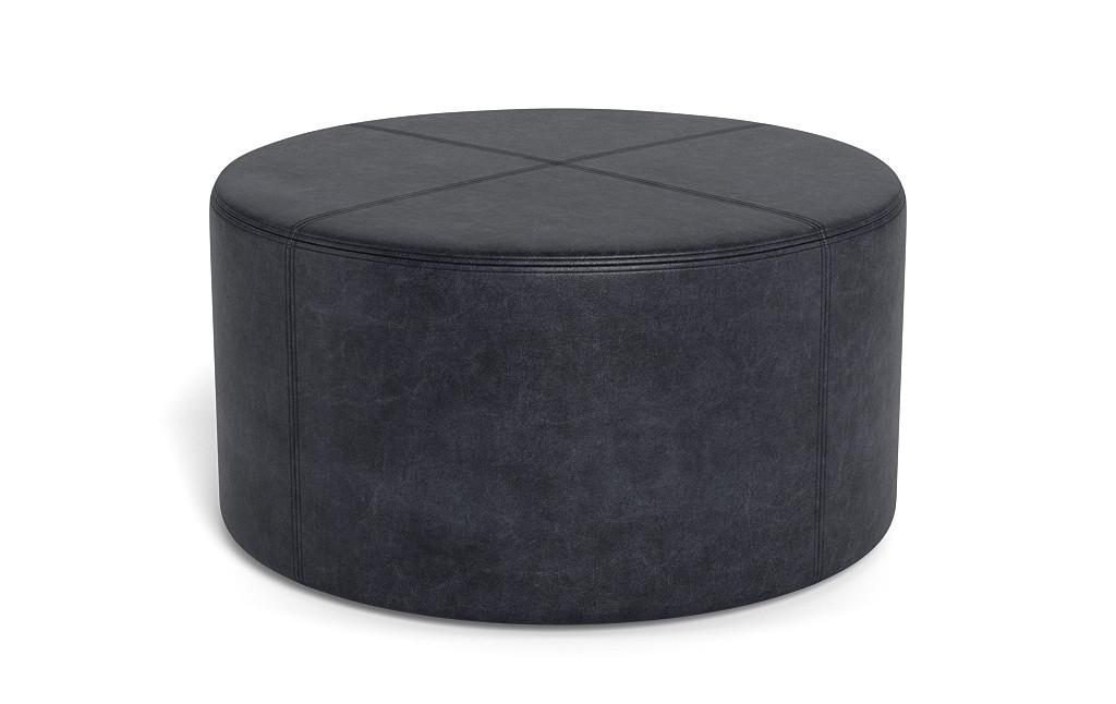 Colten Leather Round Coffee Table Ottoman - Image 1