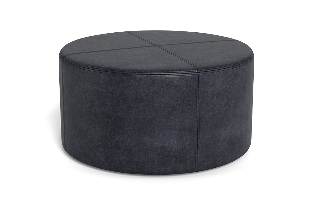 Colten Leather Round Coffee Table Ottoman - Image 4