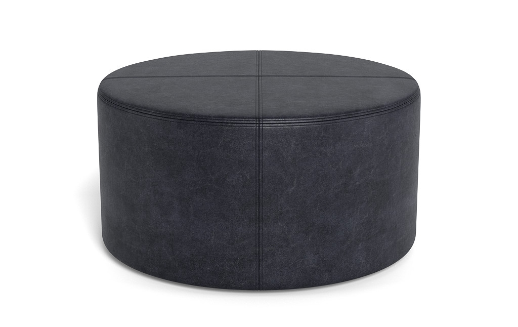 Colten Leather Round Coffee Table Ottoman - Image 3