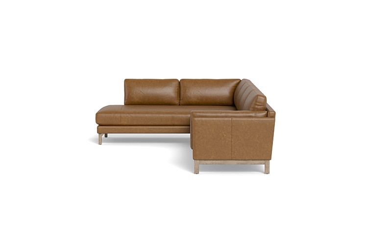 Gaby Leather 4-Seat Sectional with Left Bumper - Palomino - White Wash Oak leg - 132"W x 36"D - 85" x 36" Chaise - Standard Down Fill - Image 3