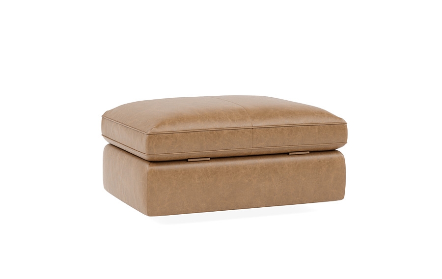 James Leather Rectangle Ottoman with Storage Option - Image 3