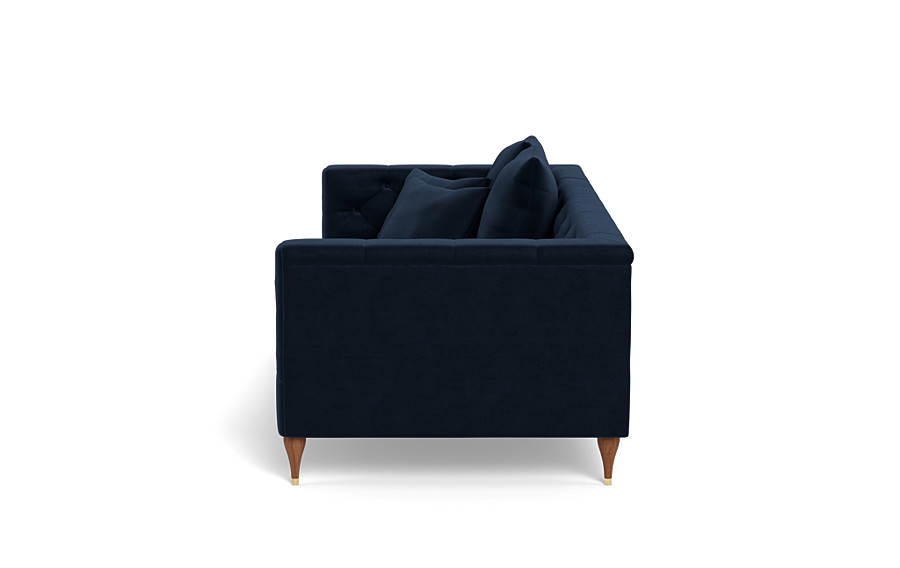 Ms. Chesterfield Fabric Sofa | Navy Performance Velvet | Oiled Walnut with Brass Cap Leg - Image 3