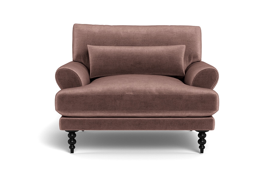 Maxwell Accent Chair by Apartment Therapy | Blush Mod Velvet | Painted Black Tapered Turned Wood Leg - Image 0