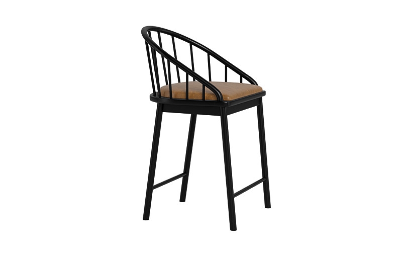 Alten Leather Wood Framed Upholstered Seat Counter Stool - Image 4