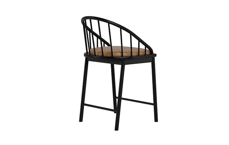 Alten Leather Wood Framed Upholstered Seat Counter Stool - Image 2