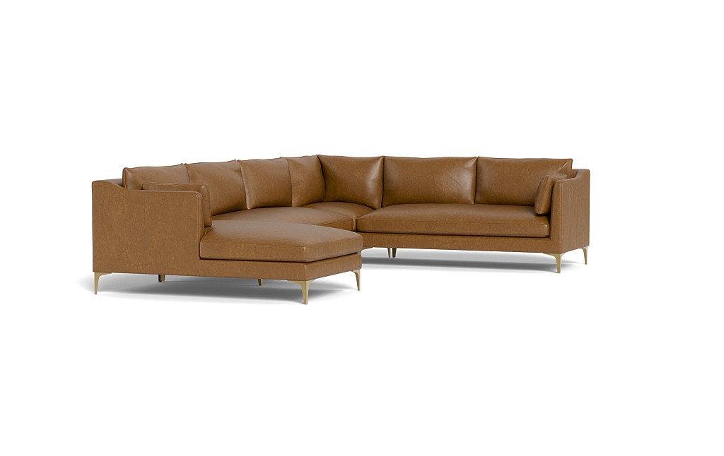 Caitlin Leather 4-Piece Corner Sectional Sofa with  Chaise - Image 1